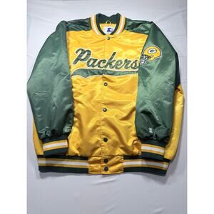 Vintage Green Bay Packers Starter Satin Jacket 4XL Green Snap Bomber NFL 90s Big